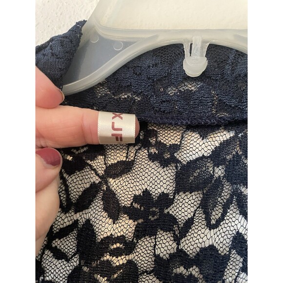 Lacey Womens Sheer Kimono Cardigan XJF MC XXXXL Feminine Navy Blue - Picture 3 of 6